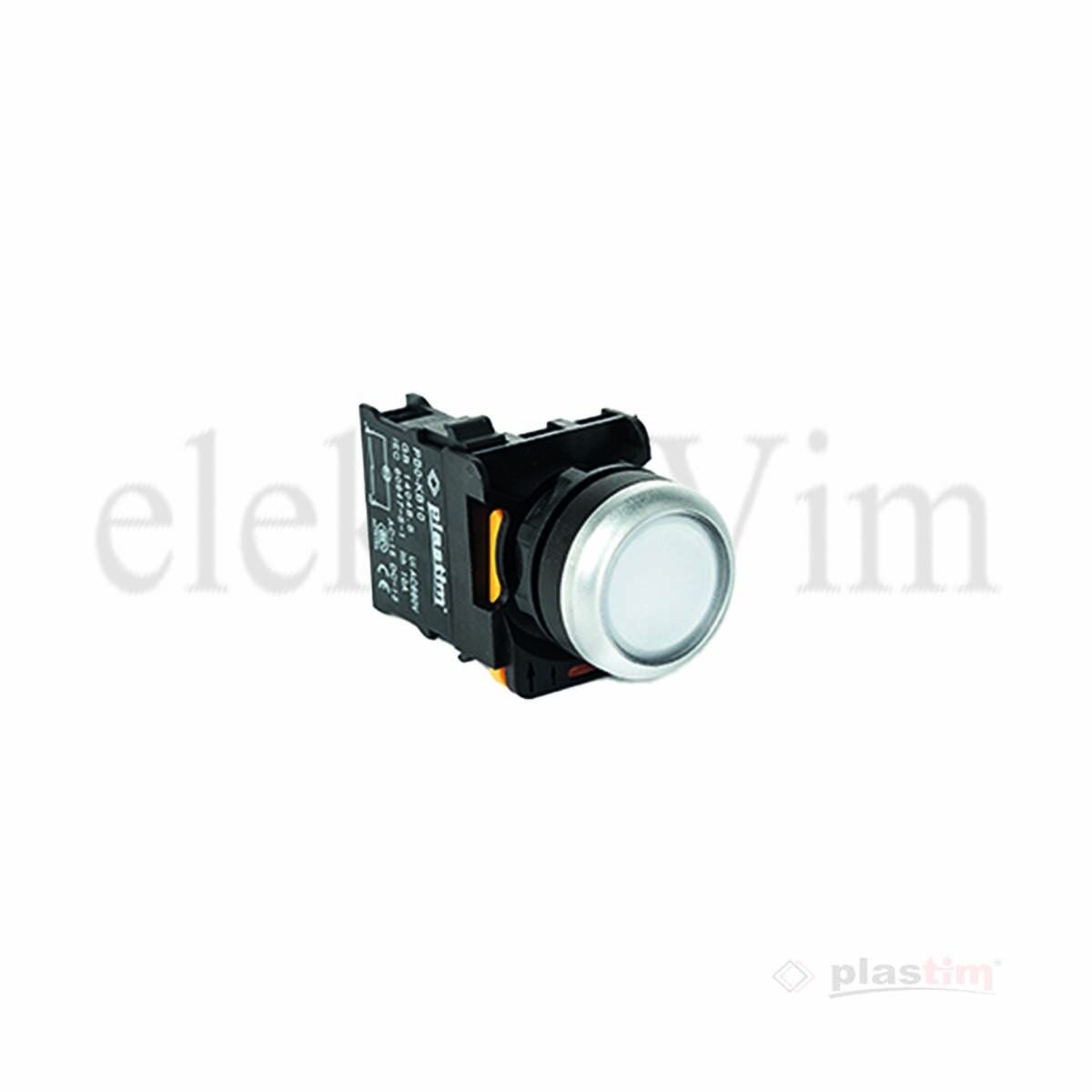 Plastim Işıklı Buton Beyaz 1NO LED 24V | PB0-AW31B5