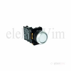 Plastim Işıklı Buton Beyaz 1NO LED 24V | PB0-AW31B5