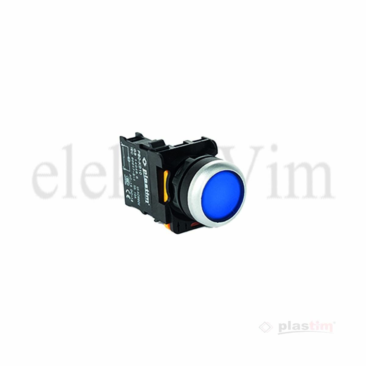 Plastim Işıklı Buton Mavi 1NO LED 24V | PB0-AW36B5