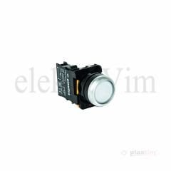 Plastim Işıklı Buton Beyaz 1NO LED 220V | PB0-AW31M5