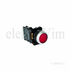 Plastim Işıklı Buton Kırmızı 1NC LED 220V | PB0-AW34M5