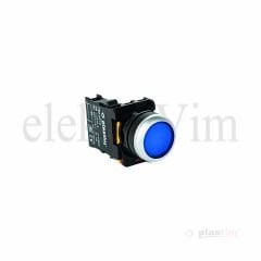 Plastim Işıklı Buton Mavi 1NO LED 220V | PB0-AW36M5