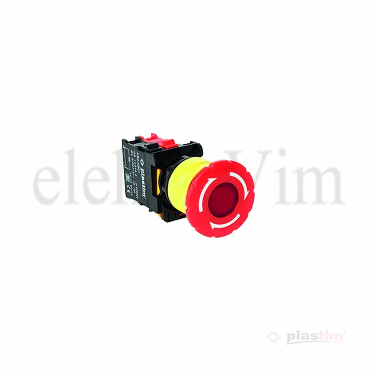 Plastim Acil Stop Butonu 1NC LED 220V | PB0-AS542-230L