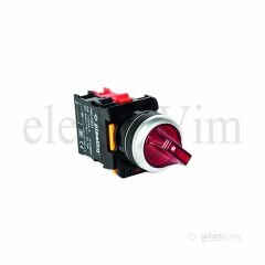 Plastim Işıklı Mandal Buton 0-1 Kırmızı 1NC LED 24V | PB0-AK124B5