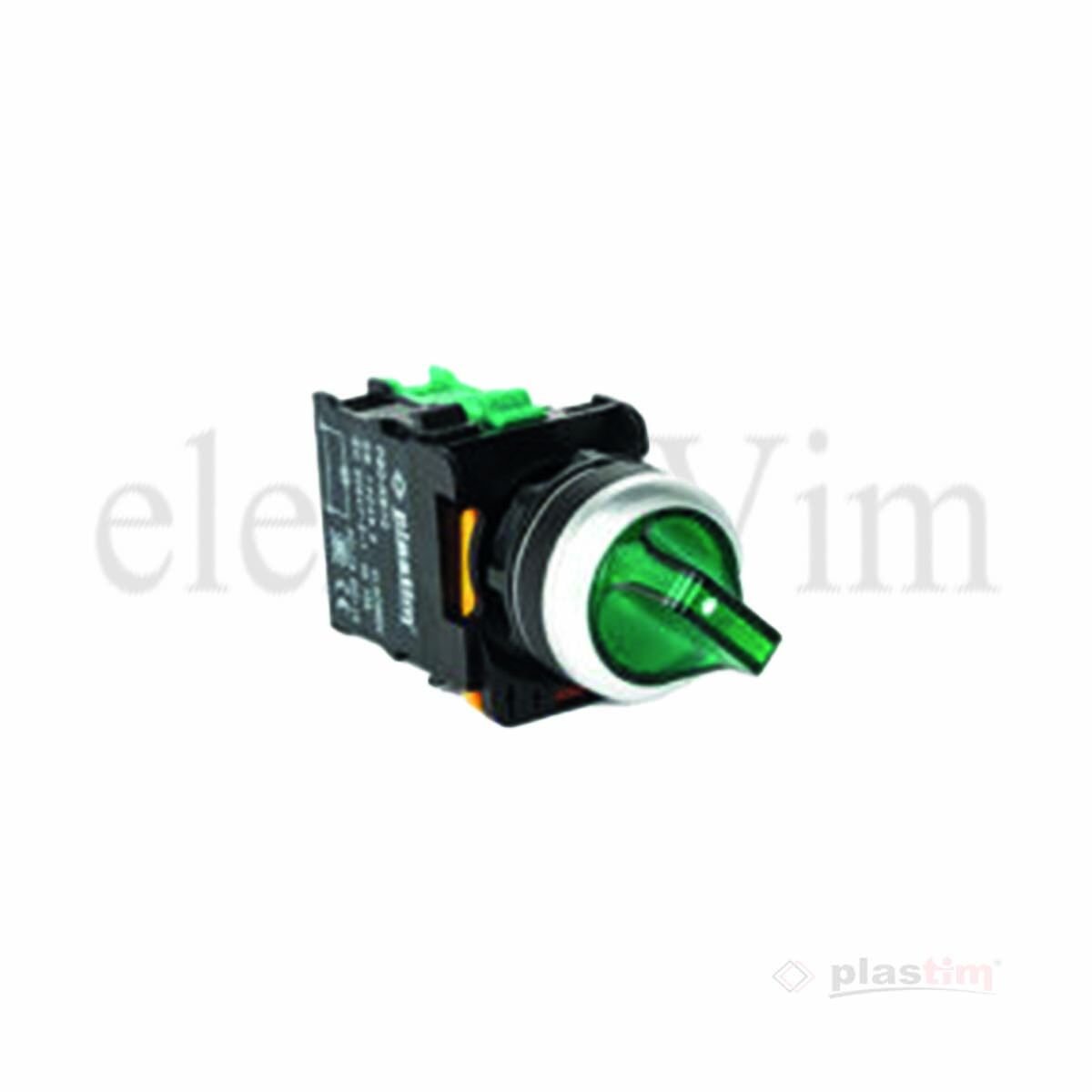Plastim Işıklı Mandal Buton 0-1 Yeşil 1NO LED 220V | PB0-AK123M5