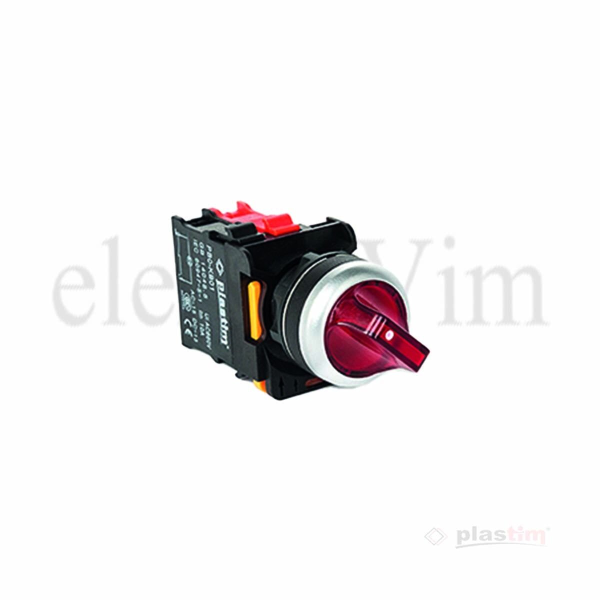 Plastim Işıklı Mandal Buton 0-1 Kırmızı 1NC LED 220V | PB0-AK124M5