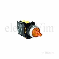 Plastim Işıklı Mandal Buton 0-1 Sarı 1NO LED 220V | PB0-AK125M5