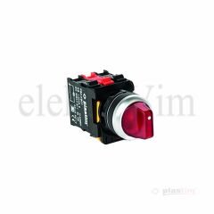 Plastim Işıklı Mandal Buton 1-0-2 Kırmızı 2NC LED 24V | PB0-AK134B5
