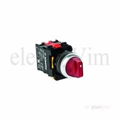 Plastim Işıklı Mandal Buton 1-0-2 Kırmızı 2NC LED 220V | PB0-AK134M5