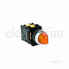 Plastim Işıklı Mandal Buton 1-0-2 Sarı 2NO LED 220V | PB0-AK135M5