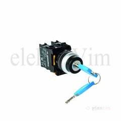 Plastim Anahtarlı Mandal Buton 1-0-2 Kalıcı 2NO Her Durumda Anahtar Çıkarılabilir Model | PB0-AG33-P