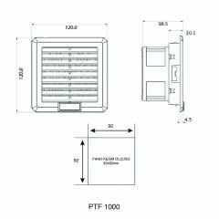 Plastim PTF1000T Filtreli Fan 110x110mm 30m³/h Klemens Bağlantılı | 230V AC | IP54 | Elektrovim