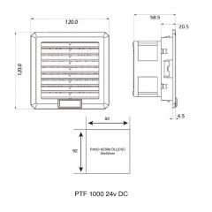 Plastim PTF1000-24 Filtreli Fan 110x110mm 30m³/h 24VDC | IP54 | Elektrovim