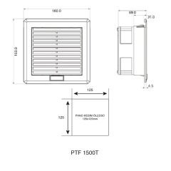 Plastim PTF1500T Filtreli Fan 160x160mm 100m³/h Klemens Bağlantılı | 230V AC | IP54 | Elektrovim