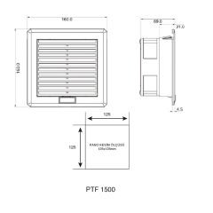 Plastim PTF1500 Filtreli Fan 160x160mm 100m³/h | 230V AC | IP54 | Elektrovim