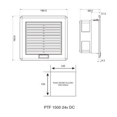 Plastim PTF1500-24 Filtreli Fan 160x160mm 100m³/h 24VDC | IP54 | Elektrovim