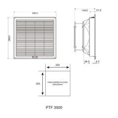 Plastim PTF3500 Filtreli Fan 260x260mm 240m3/h