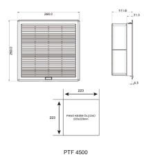 Plastim PTF4500 Filtreli Fan 260x260mm 650m³/h | 230V AC | IP54 | Elektrovim