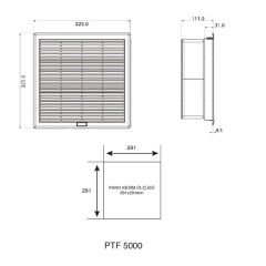 Plastim PTF5000 Filtreli Fan 325x325mm 850m³/h | 230V AC Besleme | IP54 Koruma | Elektrovim