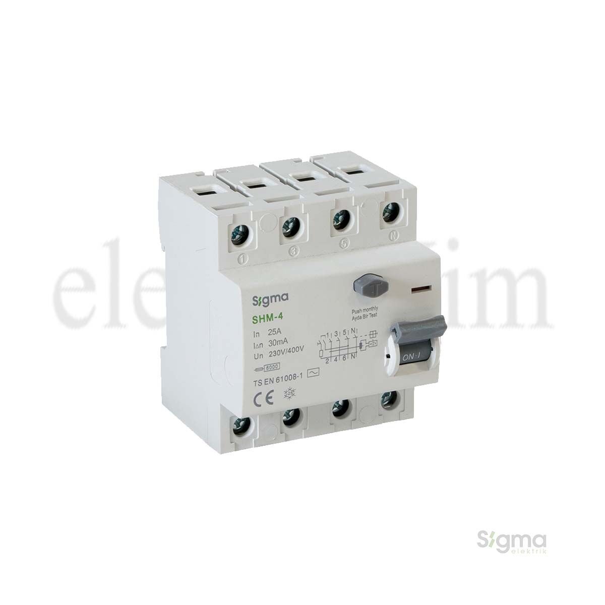 Sigma SHM4025030 4P 25A 30mA Gecikmesiz Kaçak Akım Rölesi