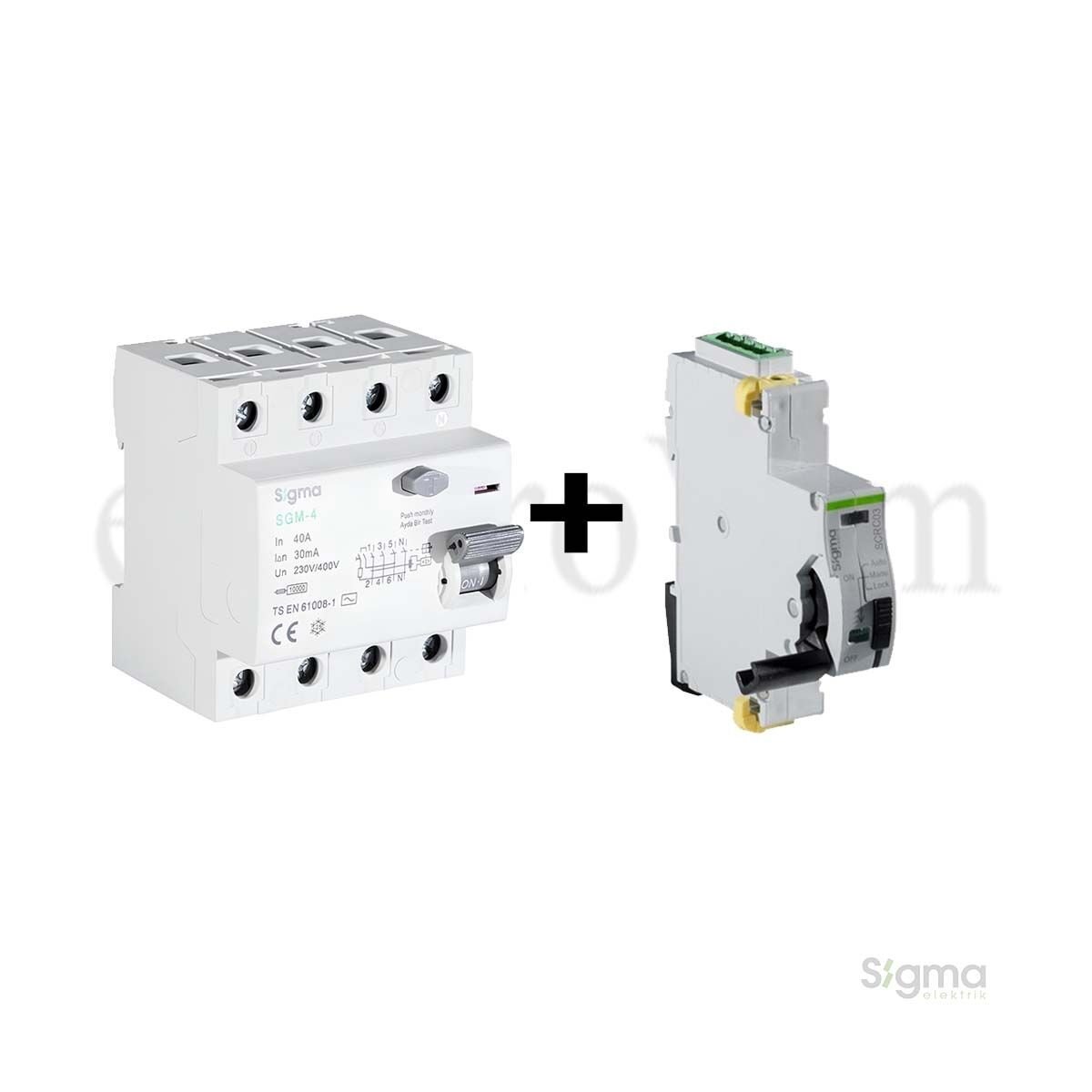 Sigma Elektrik SCRC03 Otomatik Yeniden Kurma Ünitesi + 4x40A 30mA Kaçak Akım Rölesi